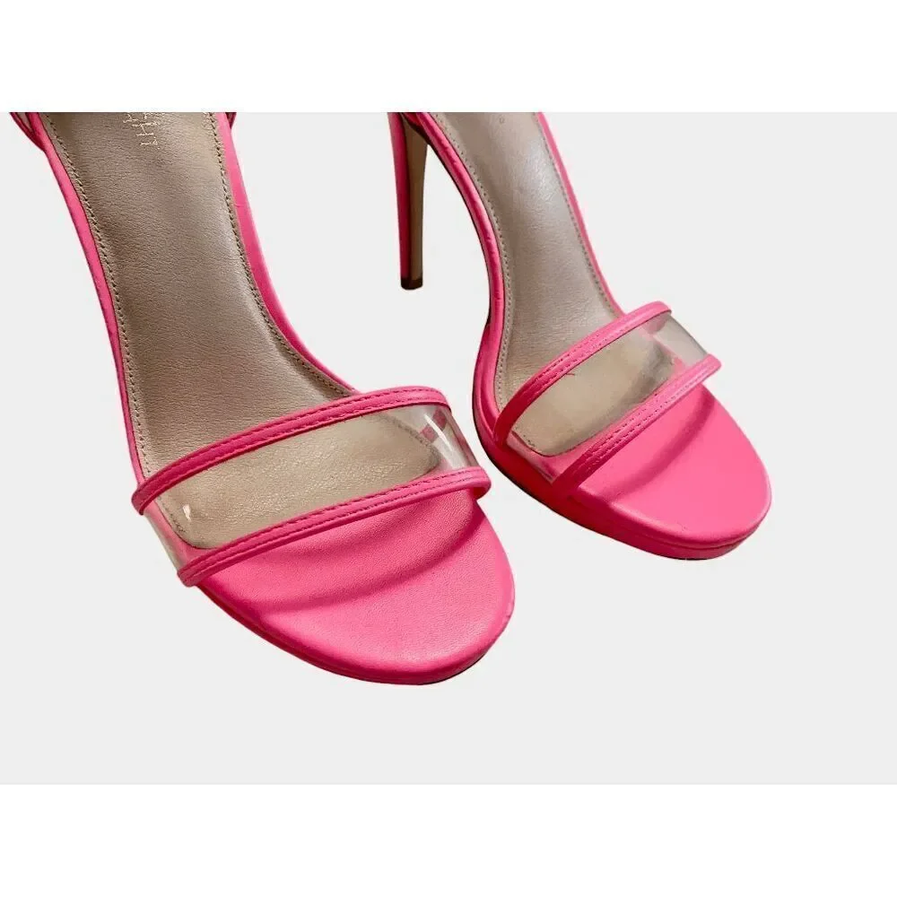 Limelight‎ Angie Hot Pink Stiletto Clear Ankle Strap Stiletto Heels 6.5